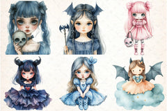 Gothic Fairytale Princess Kawaii Clipart Bundle - CraftNest - Digital Crafting and Art