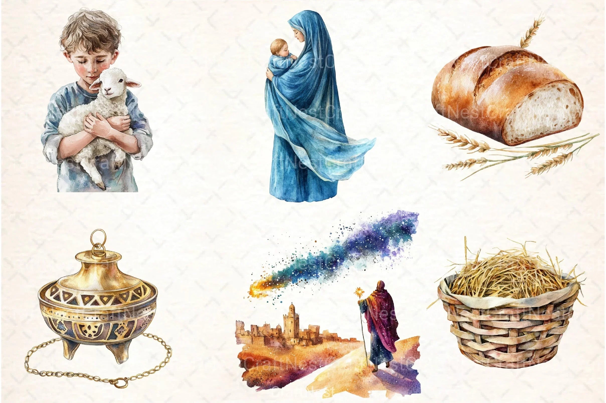 Cute Christmas Nativity Clipart Bundle 2 - CraftNest - Digital Crafting and Art