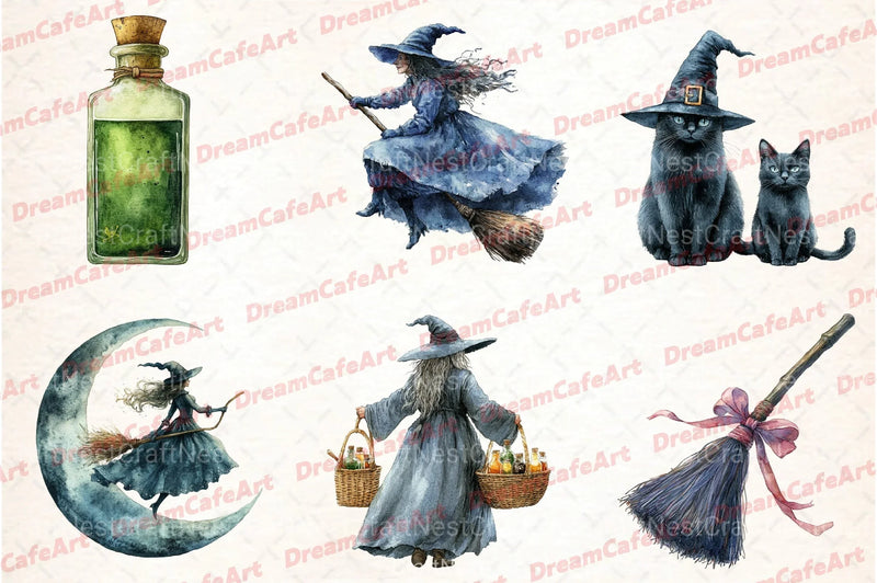 Halloween Witch Clipart Bundle 1 - CraftNest - Digital Crafting and Art