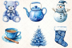 Cozy Blue Christmas Clipart Bundle - CraftNest - Digital Crafting and Art