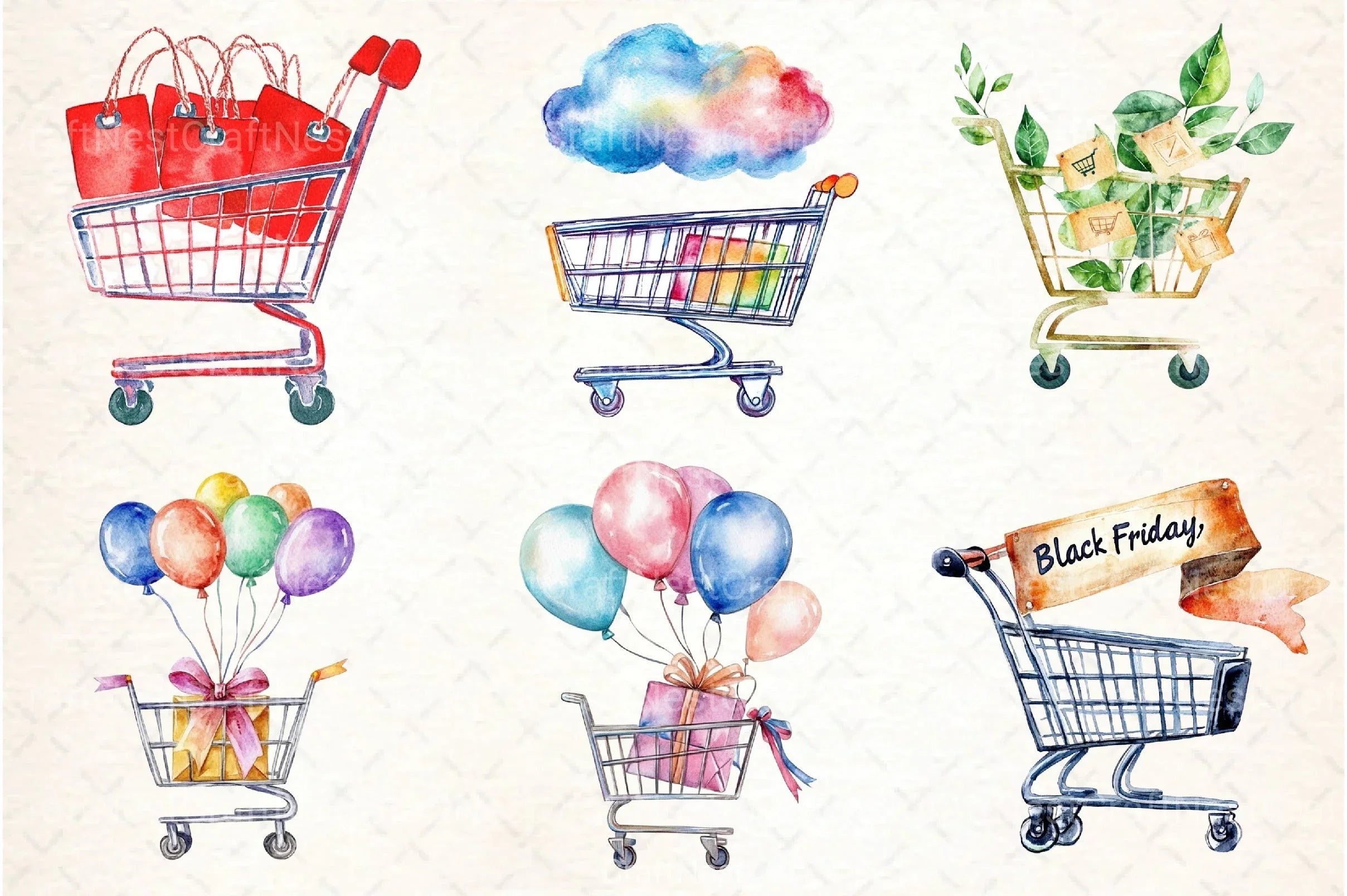Black Friday Shopping Cart Icon Clipart Bundle - CraftNest - Digital Crafting and Art