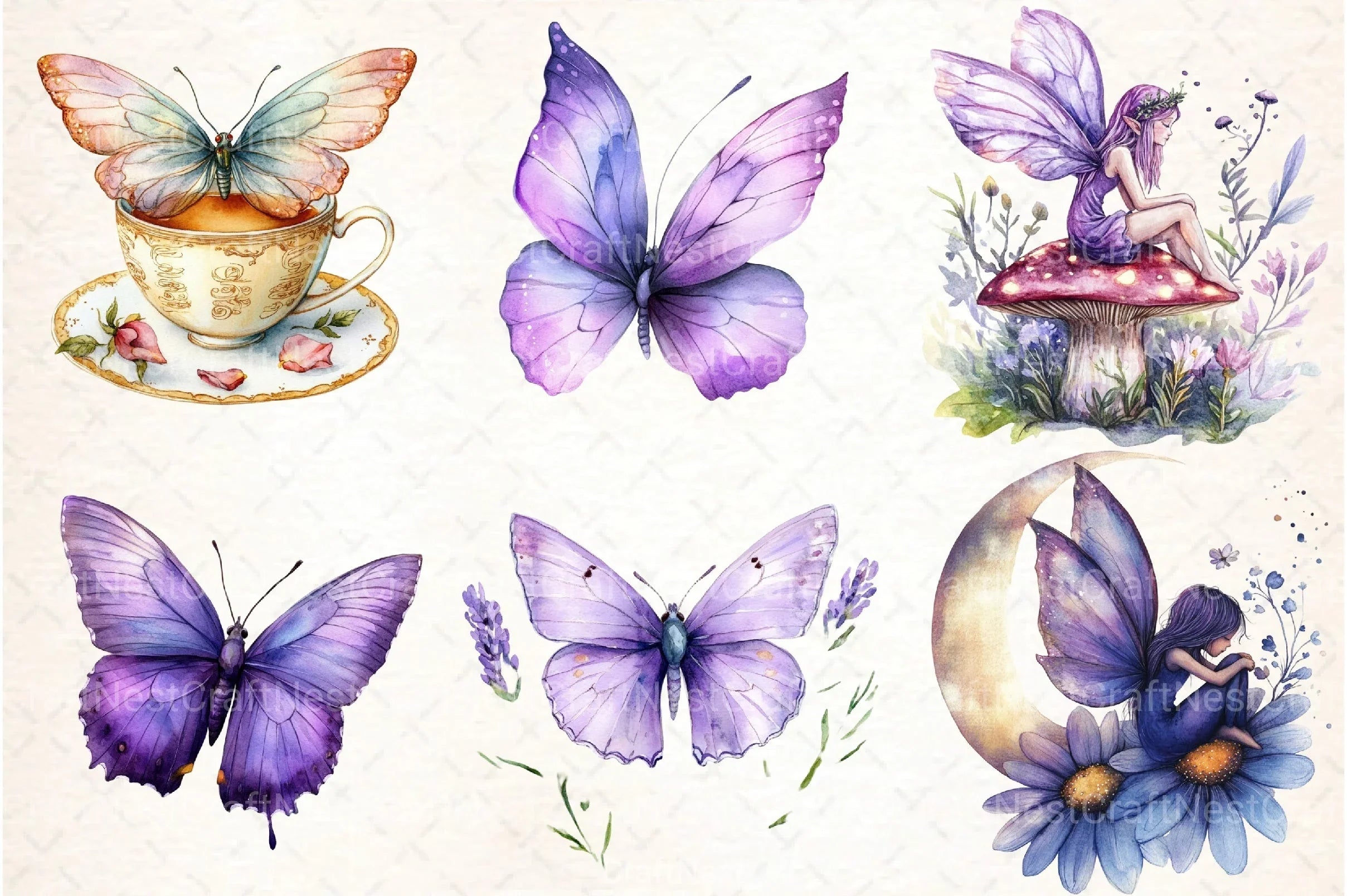 Magical Garden & Purple Fairy Clipart Bundle - CraftNest - Digital Crafting and Art