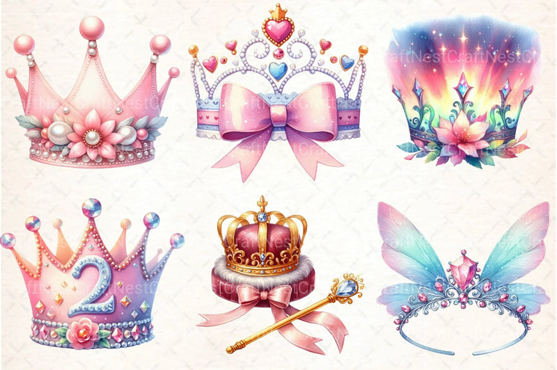 Pink Princess Tiara Clipart Bundle 1 - CraftNest - Digital Crafting and Art