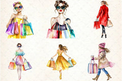 Black Friday Woman Shopping Clipart Bundle - CraftNest - Digital Crafting and Art