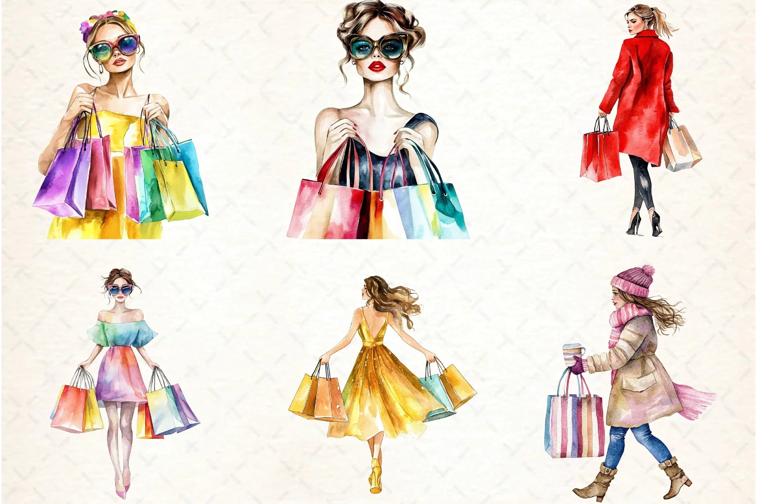 Black Friday Woman Shopping Clipart Bundle - CraftNest - Digital Crafting and Art