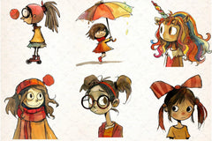 Quirky Girls Clipart Bundle - CraftNest - Digital Crafting and Art