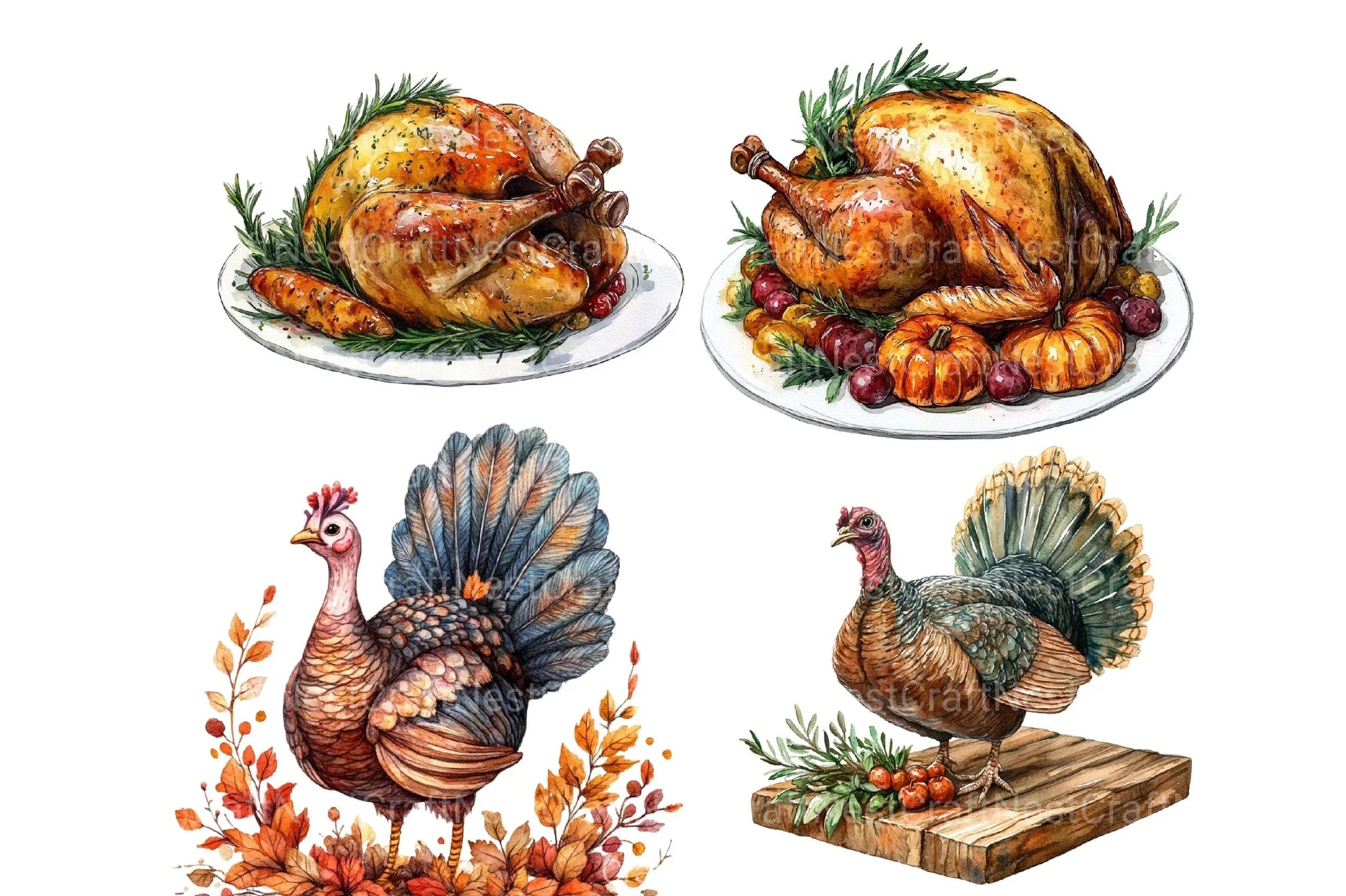 Turkey Dinner Table Scene Clipart Bundle - CraftNest - Digital Crafting and Art