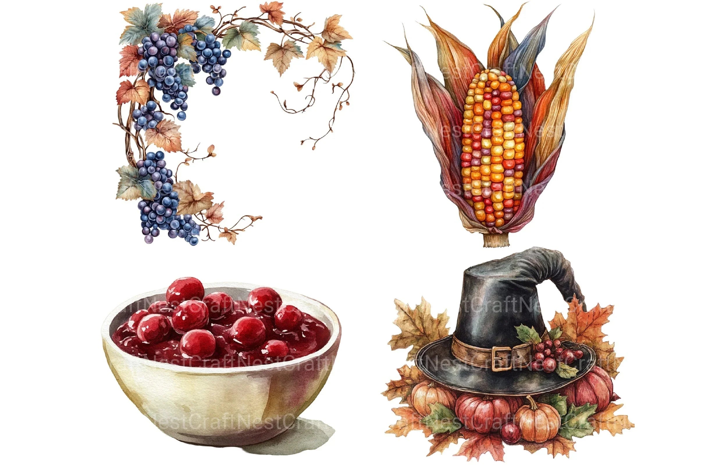 Vintage Thanksgiving Postcard Clipart Bundle - CraftNest - Digital Crafting and Art