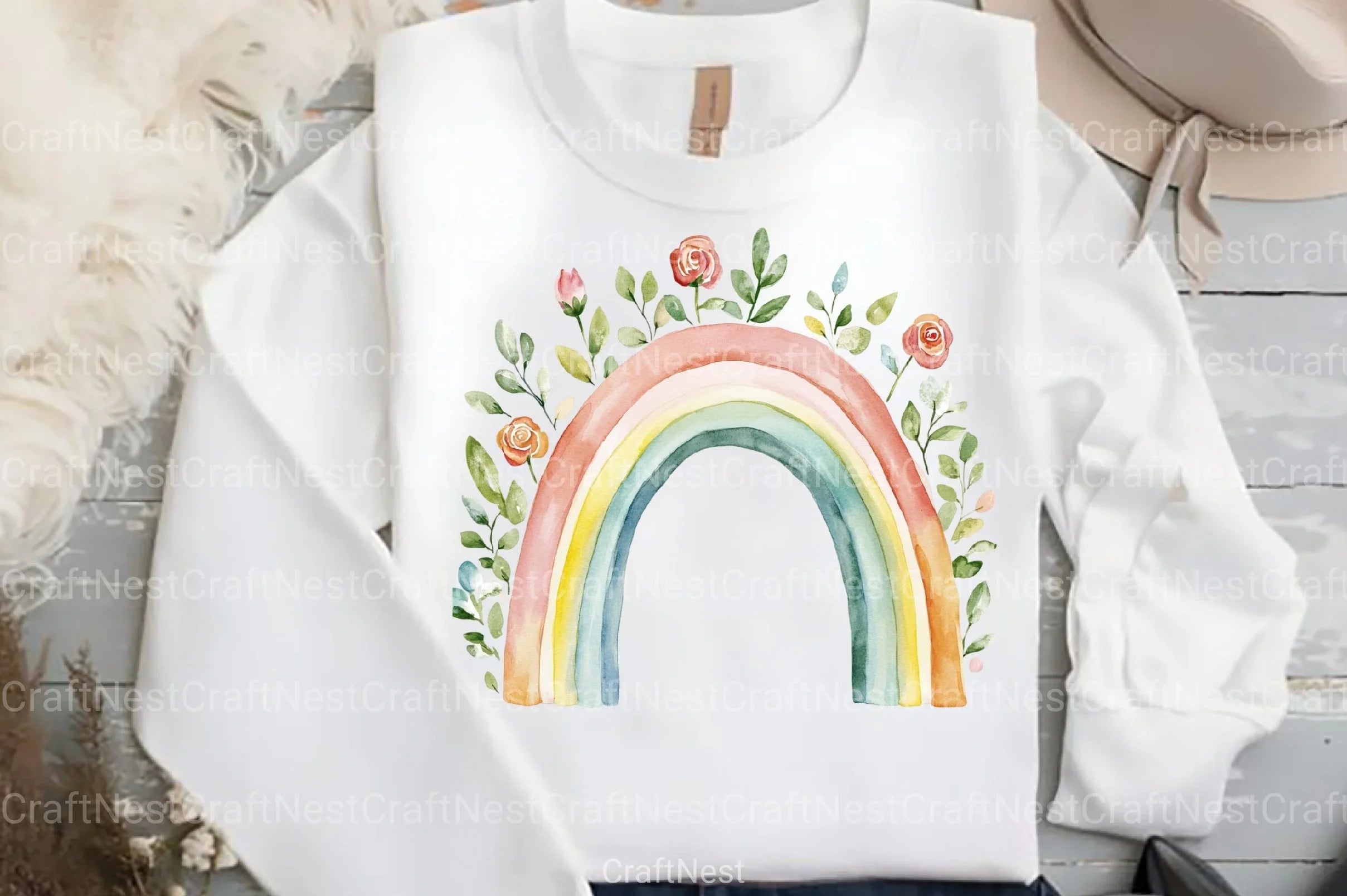 Boho Rainbow Floral Clipart Bundle - CraftNest - Digital Crafting and Art