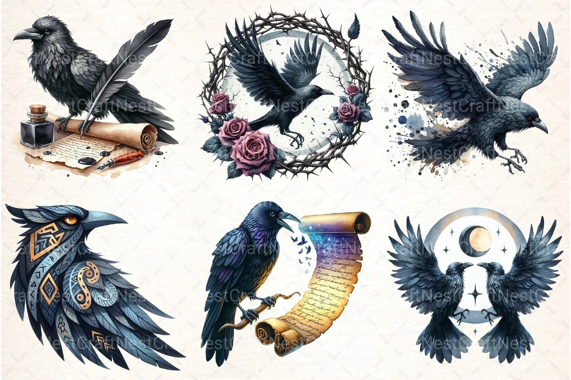 Raven Clipart Bundle - CraftNest - Digital Crafting and Art