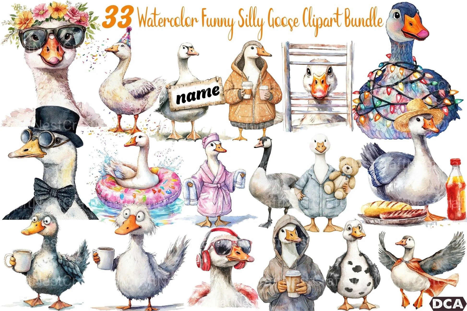 Funny Silly Goose Clipart Bundle 99 - CraftNest - Digital Crafting and Art