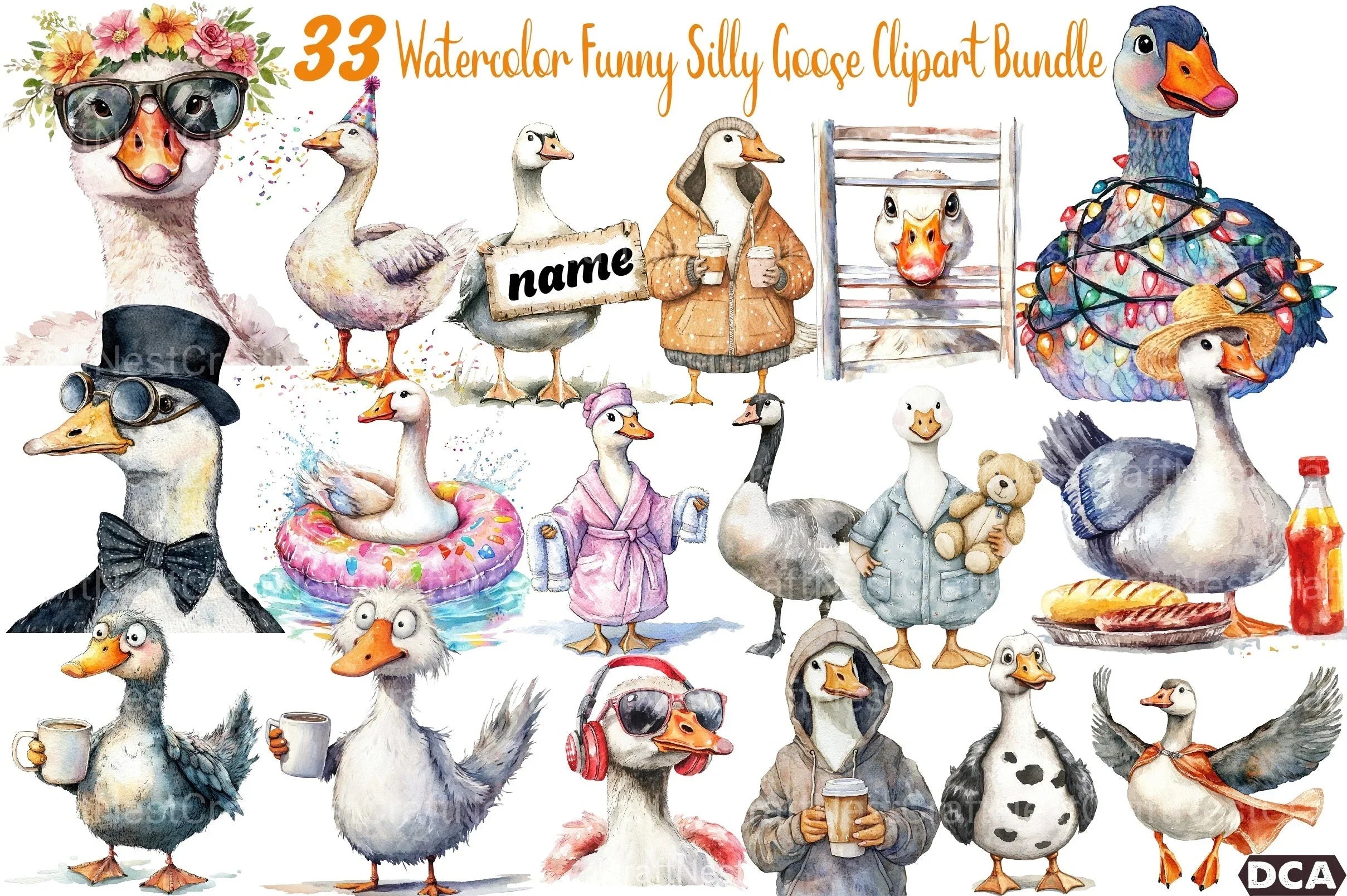 Funny Silly Goose Clipart Bundle 99 - CraftNest - Digital Crafting and Art