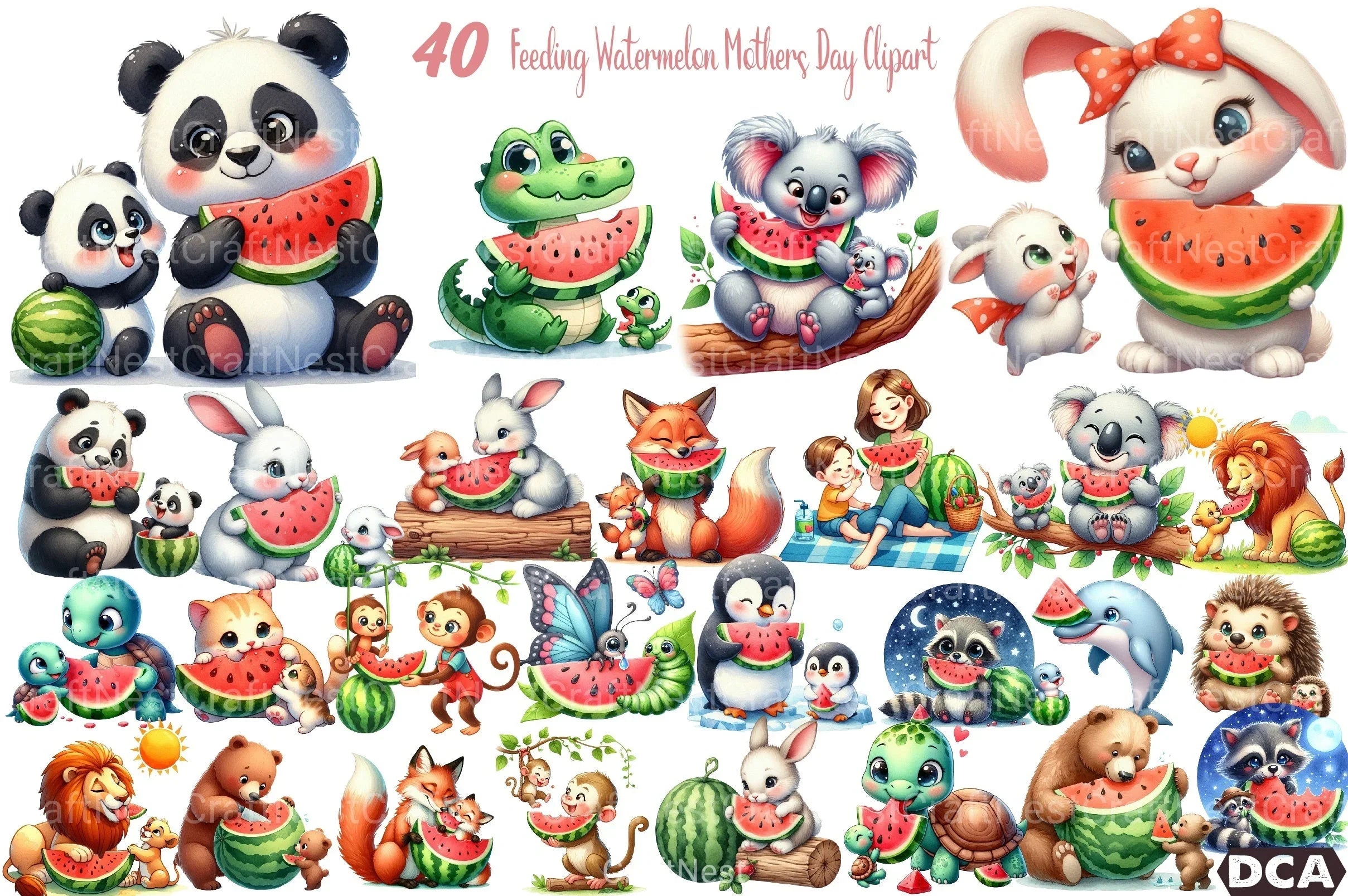 Watermelon Mother's Day Clipart Bundle - CraftNest - Digital Crafting and Art