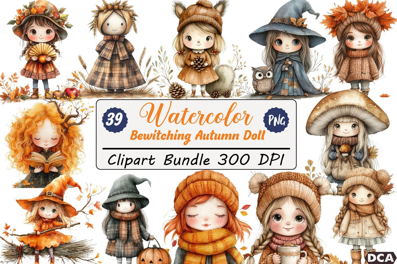 Bewitching Autumn Doll Clipart Bundle - CraftNest - Digital Crafting and Art