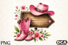 Wooden Sign with Pink Cowboy Hat Clipart Bundle