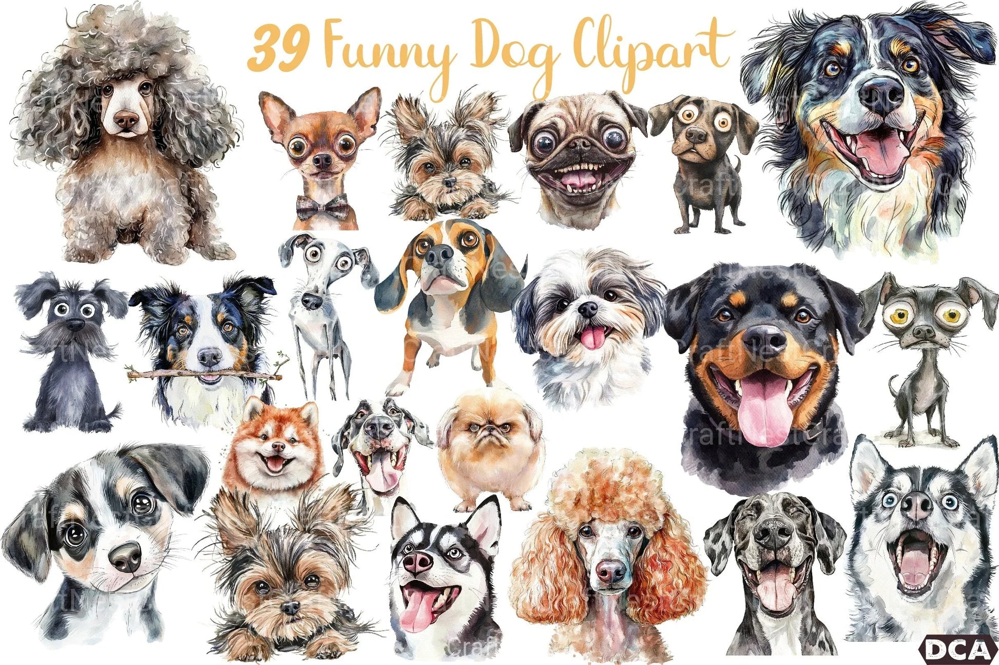 Funny Dog Clipart Bundle 99 - CraftNest - Digital Crafting and Art