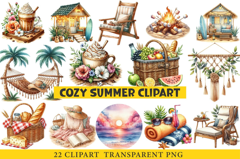 Cozy Summer Clipart Bundle 1 - CraftNest - Digital Crafting and Art