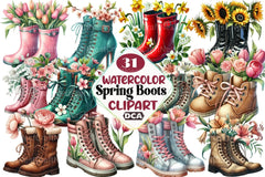 Spring Flower Boots Clipart Bundle - CraftNest - Digital Crafting and Art
