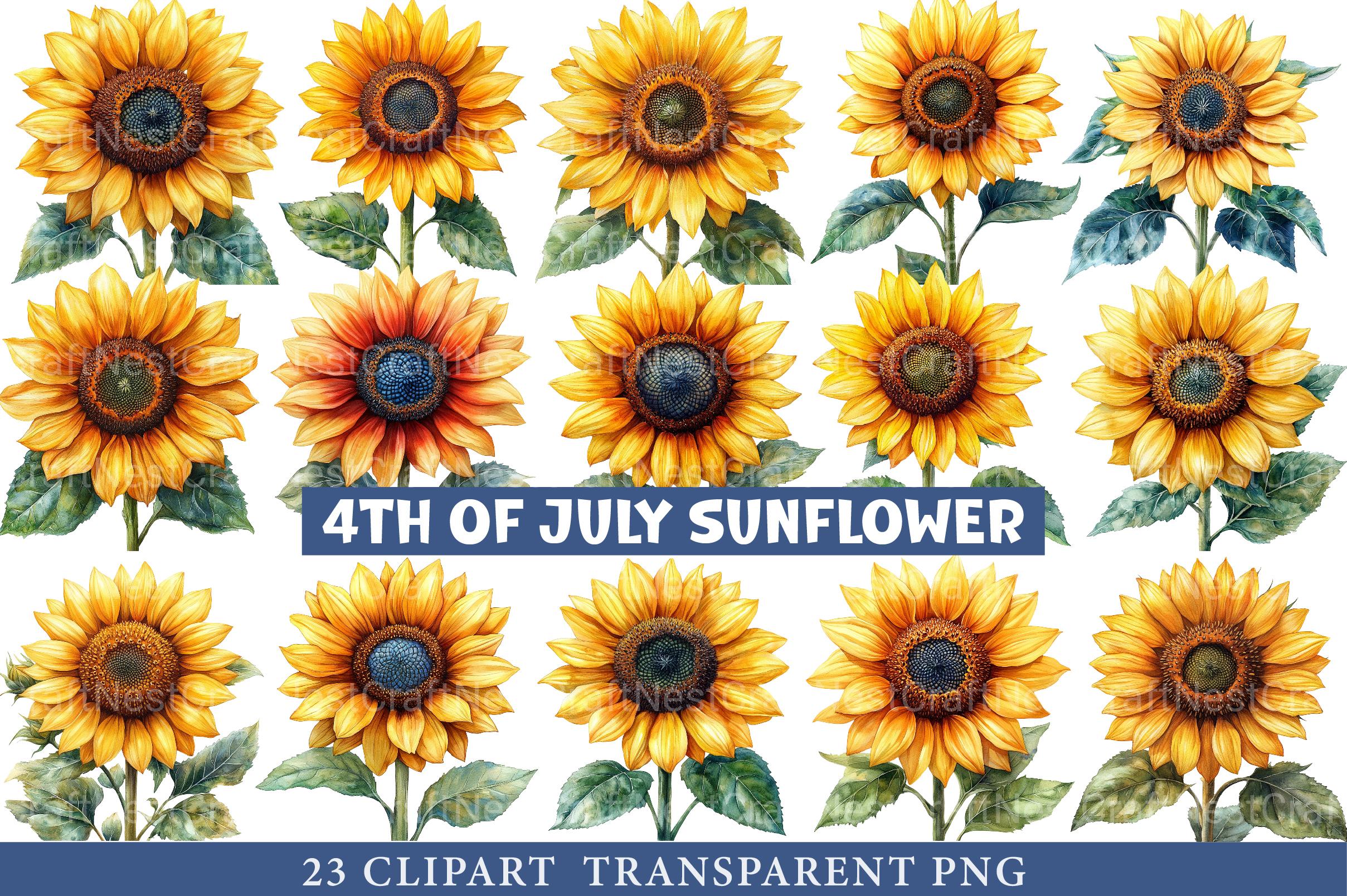 4th of July Sunflower Clipart 2 - CraftNest - Digital Crafting and Art