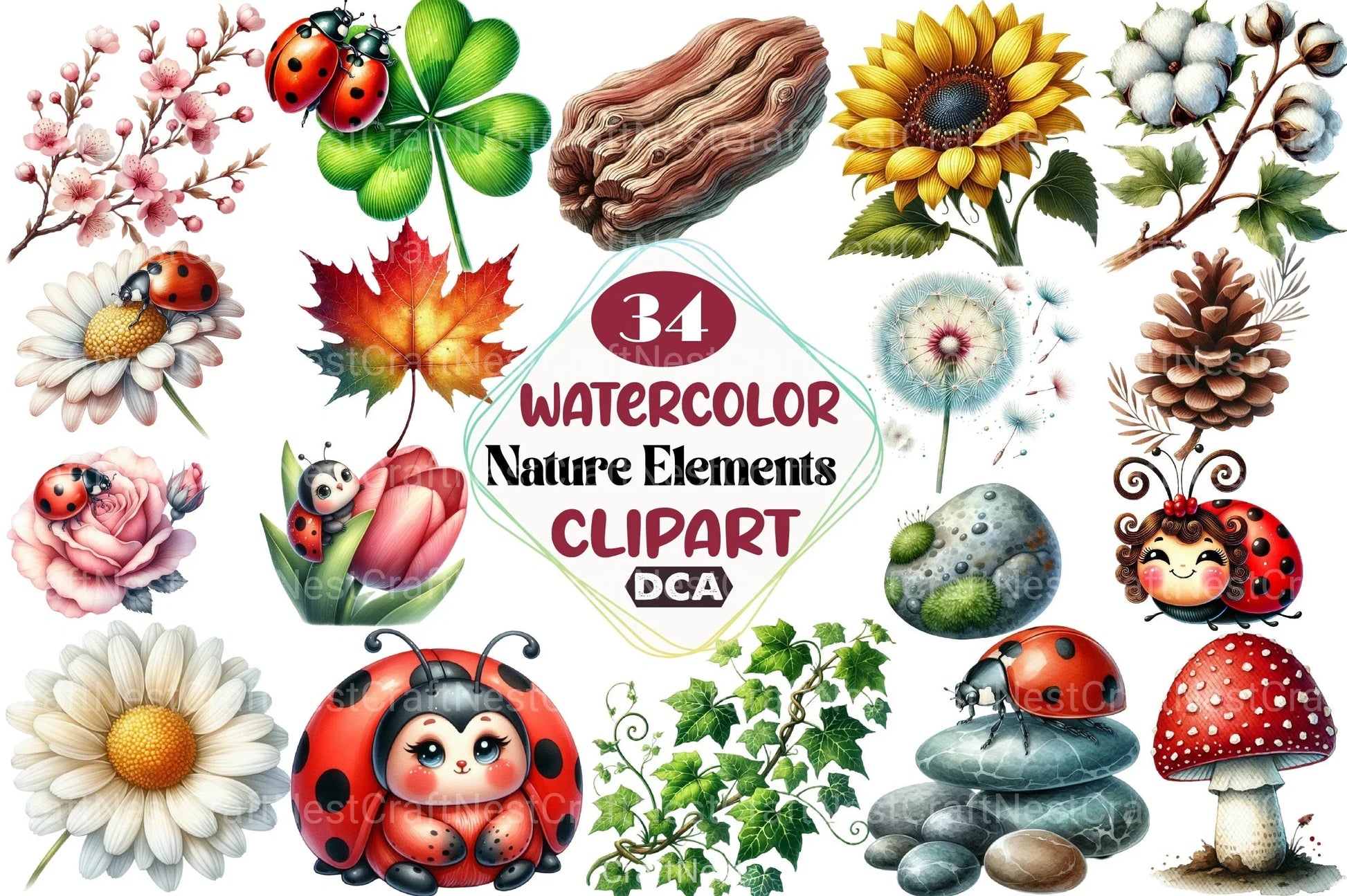 Nature Elements Clipart Bundle - CraftNest - Digital Crafting and Art