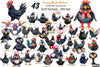 Quirky Funny Black Chicken Clipart Bundle