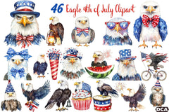 Cute Baby Bald Eagle 4th of July Clipart Bundle 1 - CraftNest - Digital Crafting and Art