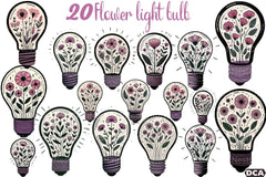 Flower Light Bulb Clipart Bundle - CraftNest - Digital Crafting and Art