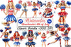 Cheerleader 4th of July Clipart Bundle