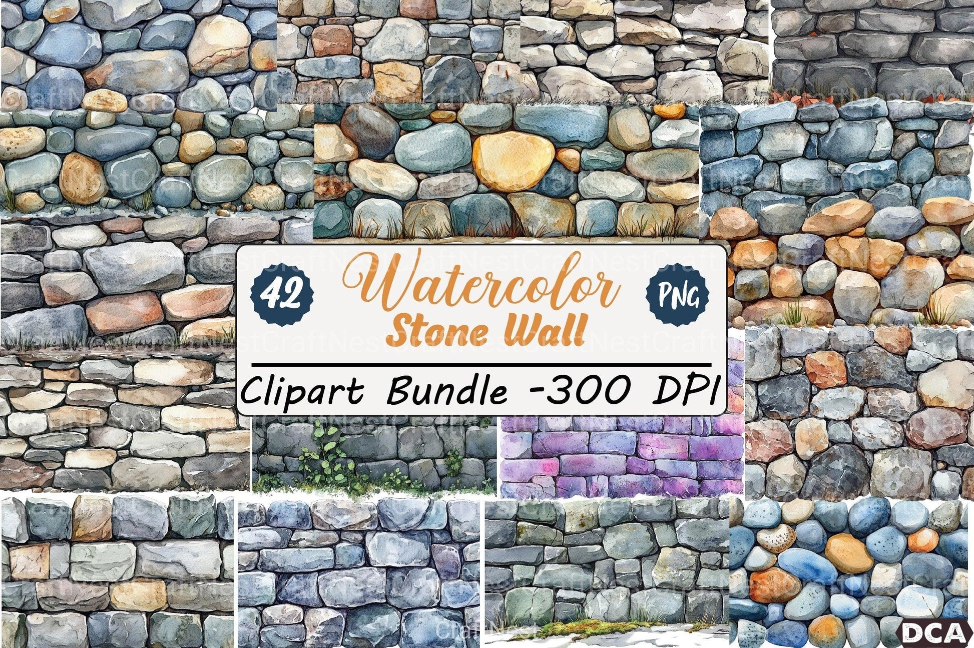 Stone Wall Clipart Bundles - CraftNest - Digital Crafting and Art