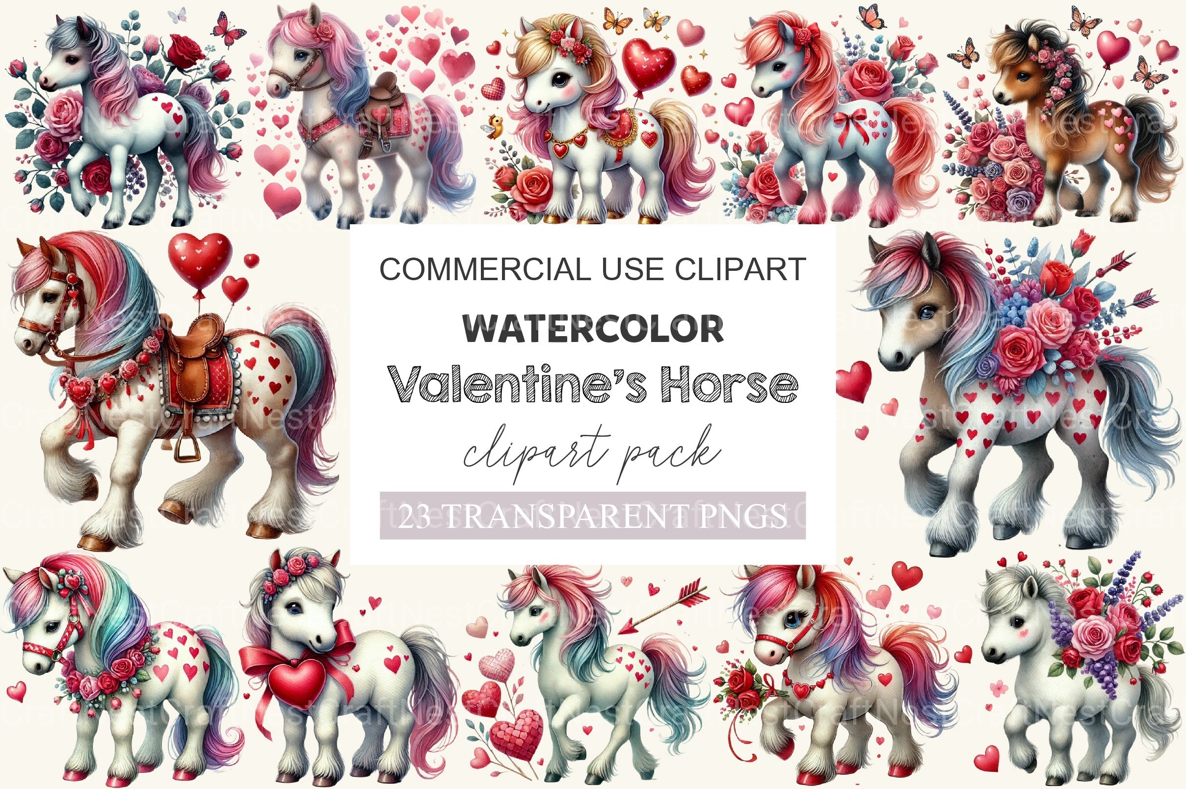 Valentine Horse Clipart Bundle