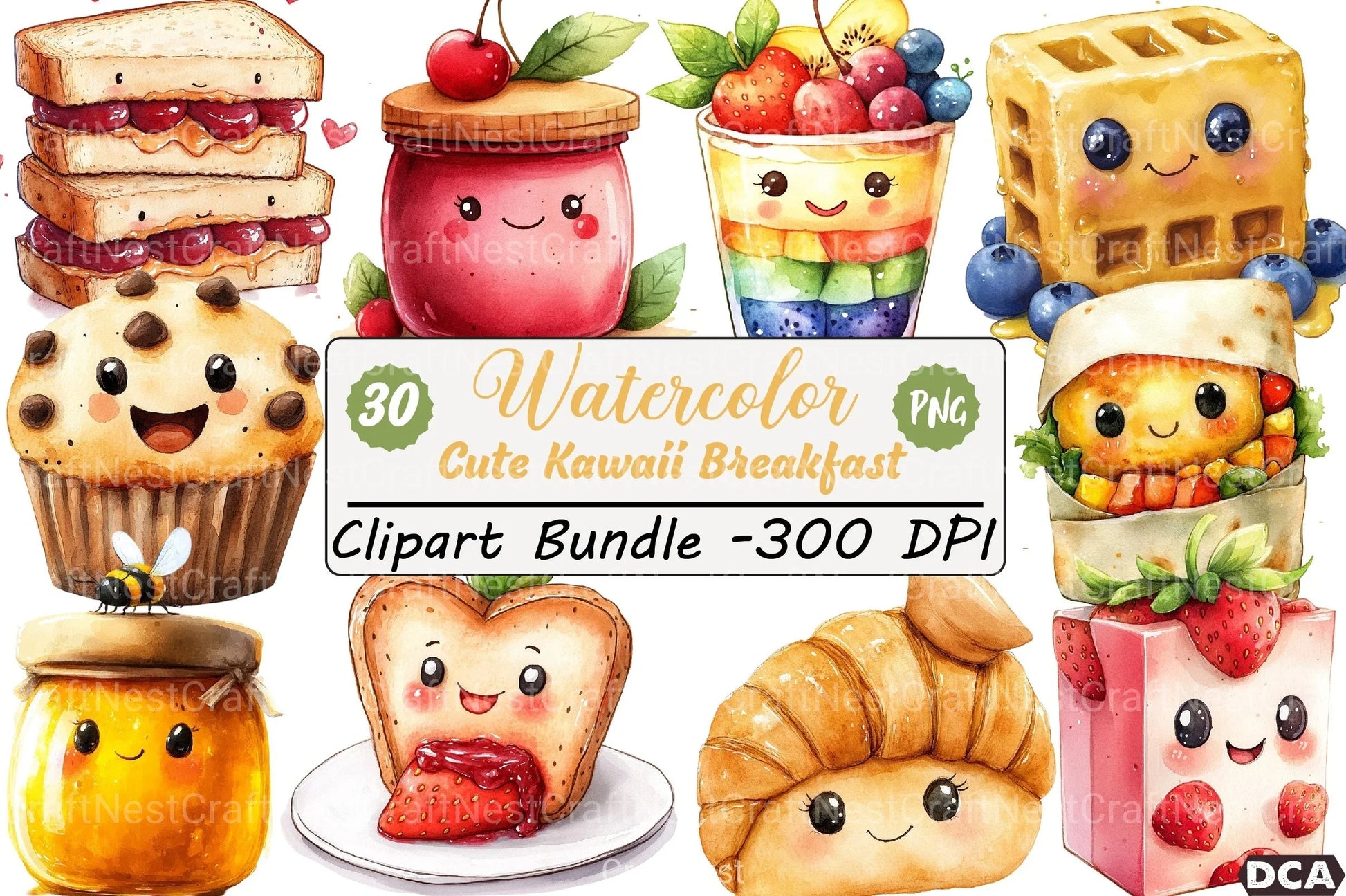 Kawaii Breakfast Clipart Bundle - CraftNest - Digital Crafting and Art