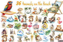 Summer Beach Animals Clipart Bundle - CraftNest - Digital Crafting and Art