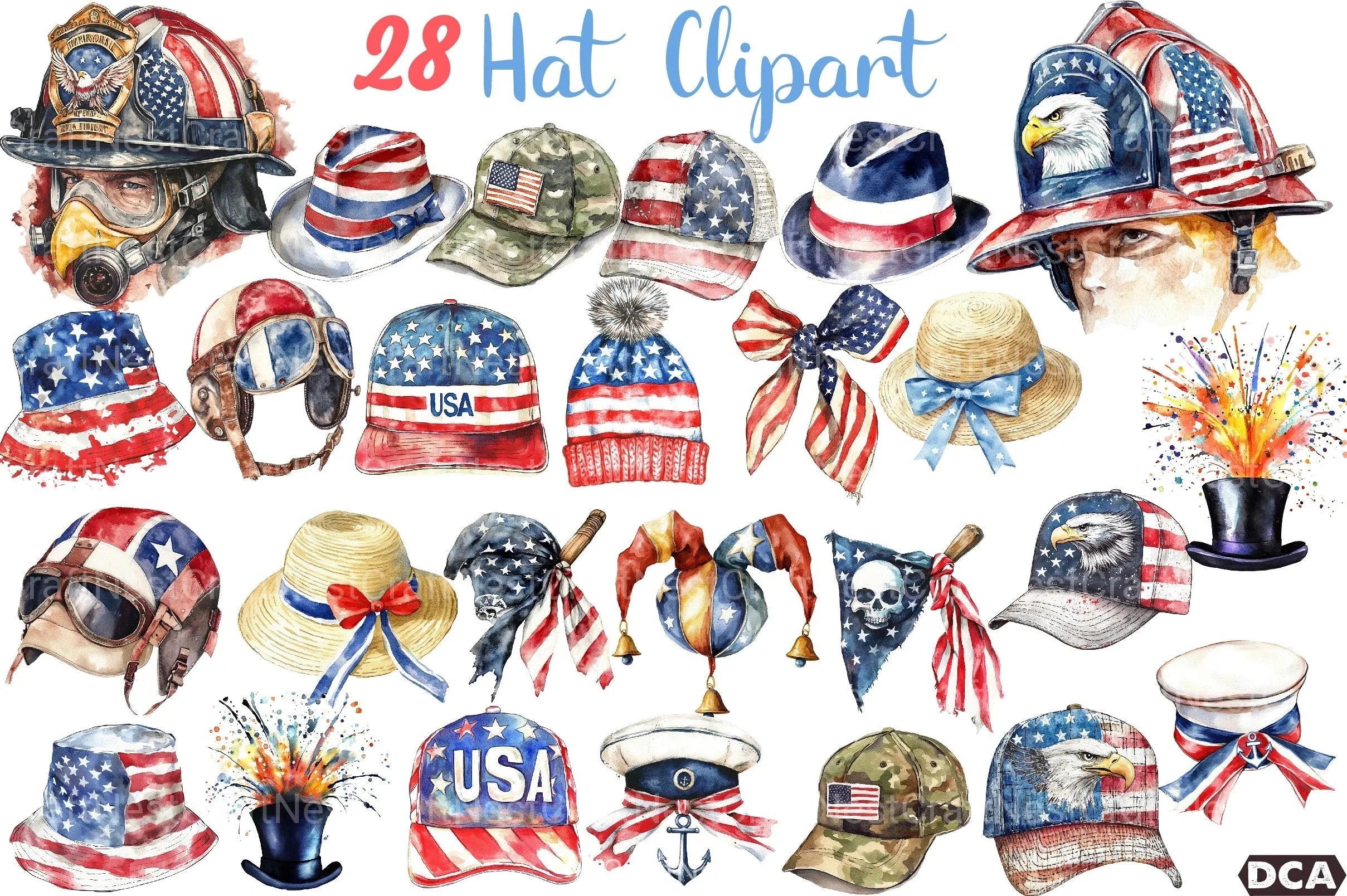 4th of July Hat Clipart Bundle 2 - CraftNest - Digital Crafting and Art