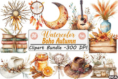 Boho Autumn Clipart Bundle 19 - CraftNest - Digital Crafting and Art