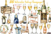 Vintage Champagne Clipart Bundle