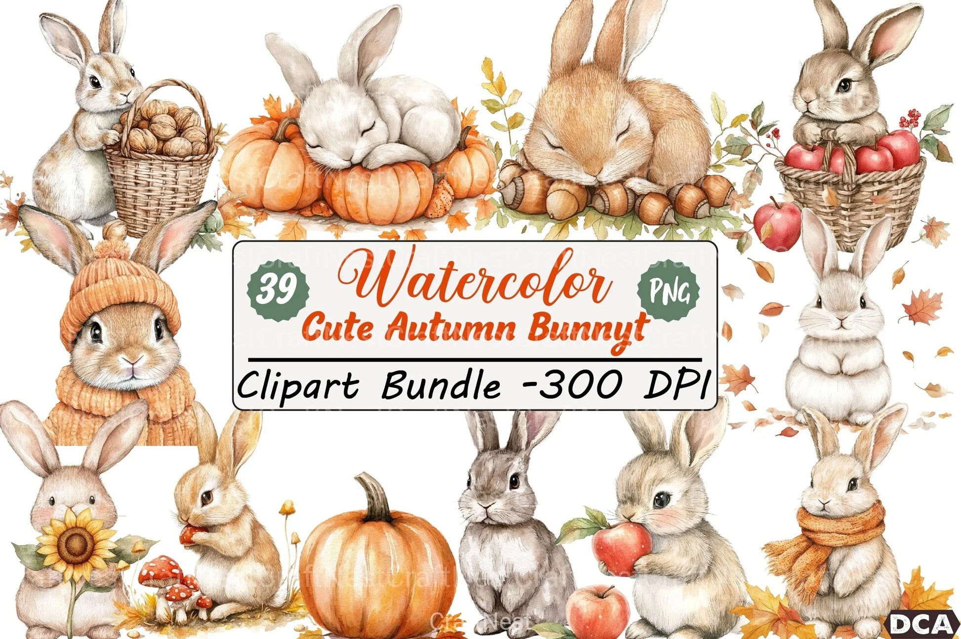 Cute Autumn Bunny Clipart Bundle 77 - CraftNest - Digital Crafting and Art