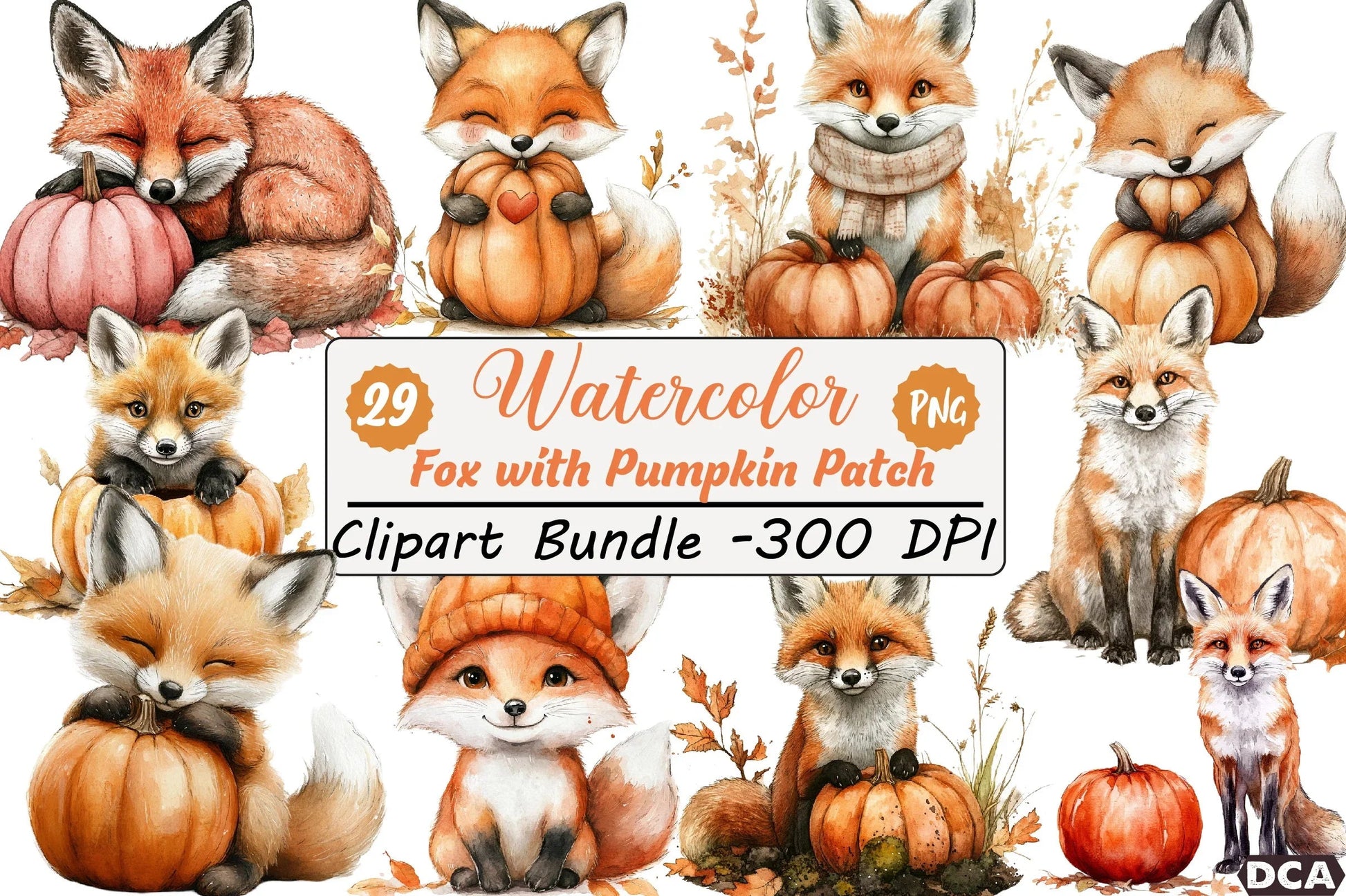 Fox with Pumpkin Patch Clipart Bundle - CraftNest - Digital Crafting and Art