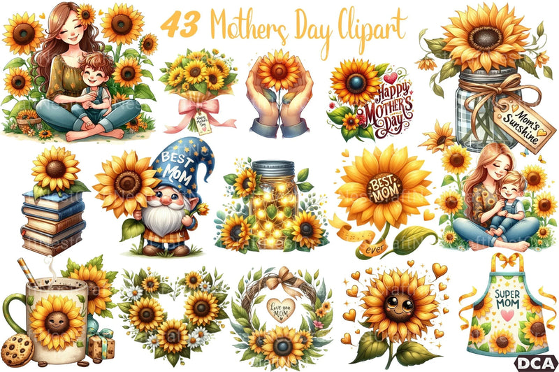 Sunflower Mother's Day Clipart Bundle 19 - CraftNest - Digital Crafting and Art