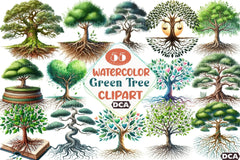 Green Tree with Roots Clipart Bundle - CraftNest - Digital Crafting and Art