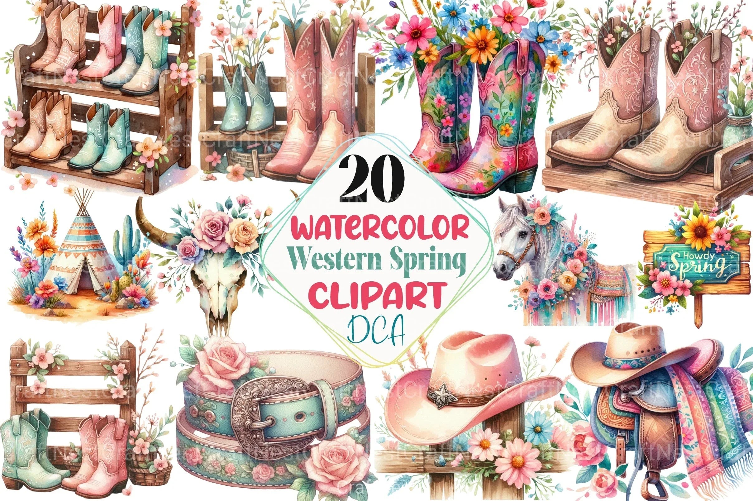 Western Spring Clipart Bundle 8 - CraftNest - Digital Crafting and Art