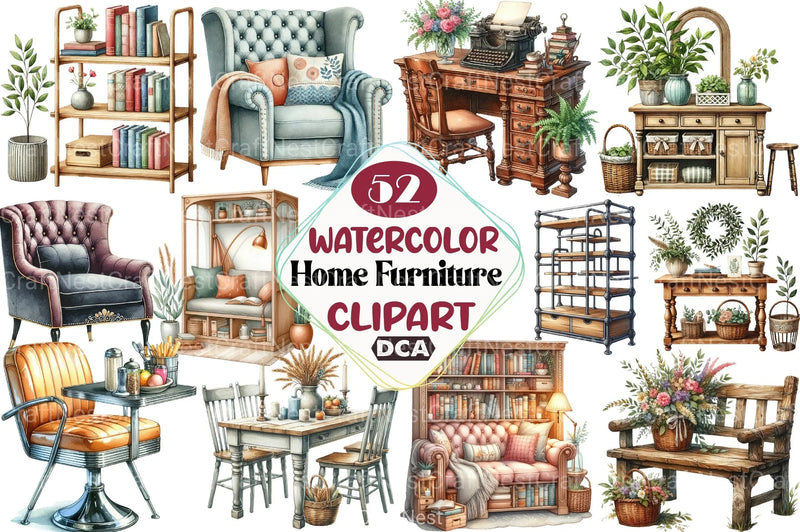 Home Furniture Clipart Bundle 99 - CraftNest - Digital Crafting and Art