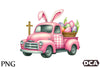 Pink Checkered Truck with Bunny Ears Clipart Bundle