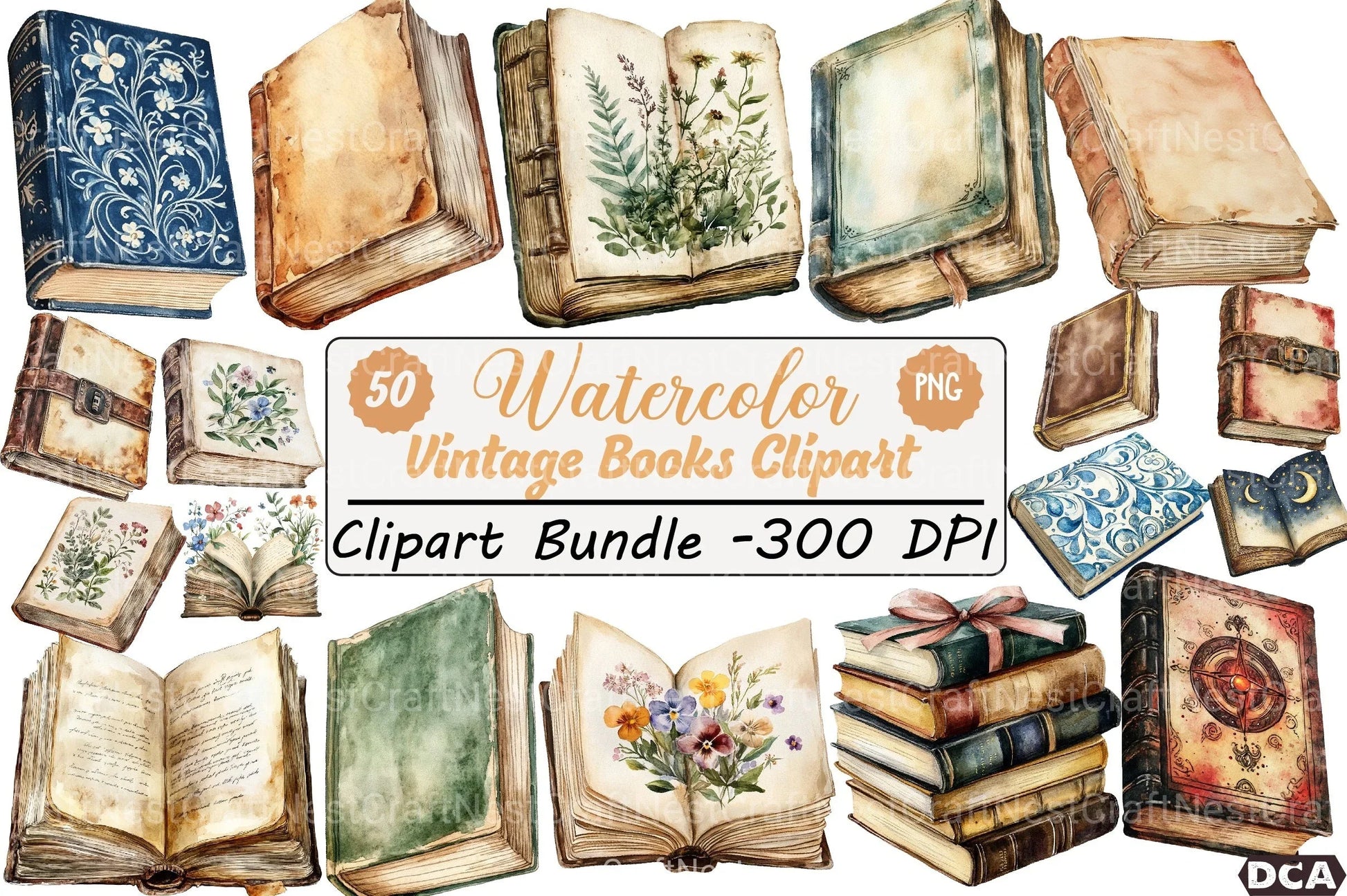 Vintage Books Clipart Bundle 2 - CraftNest - Digital Crafting and Art