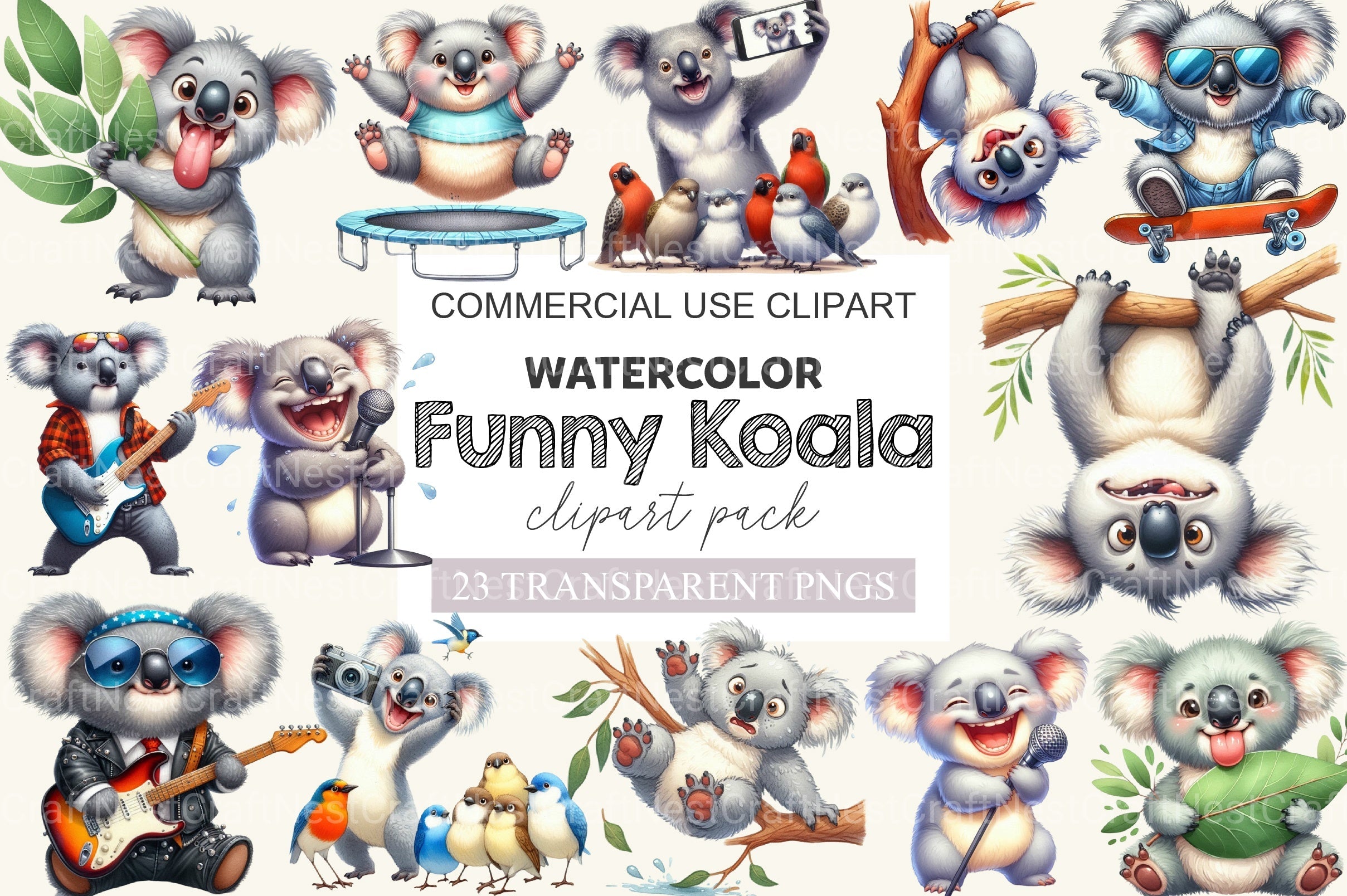 Funny Koala Clipart Bundle