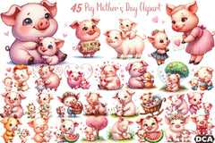 Pig Mother's Day Clipart Bundle - CraftNest - Digital Crafting and Art