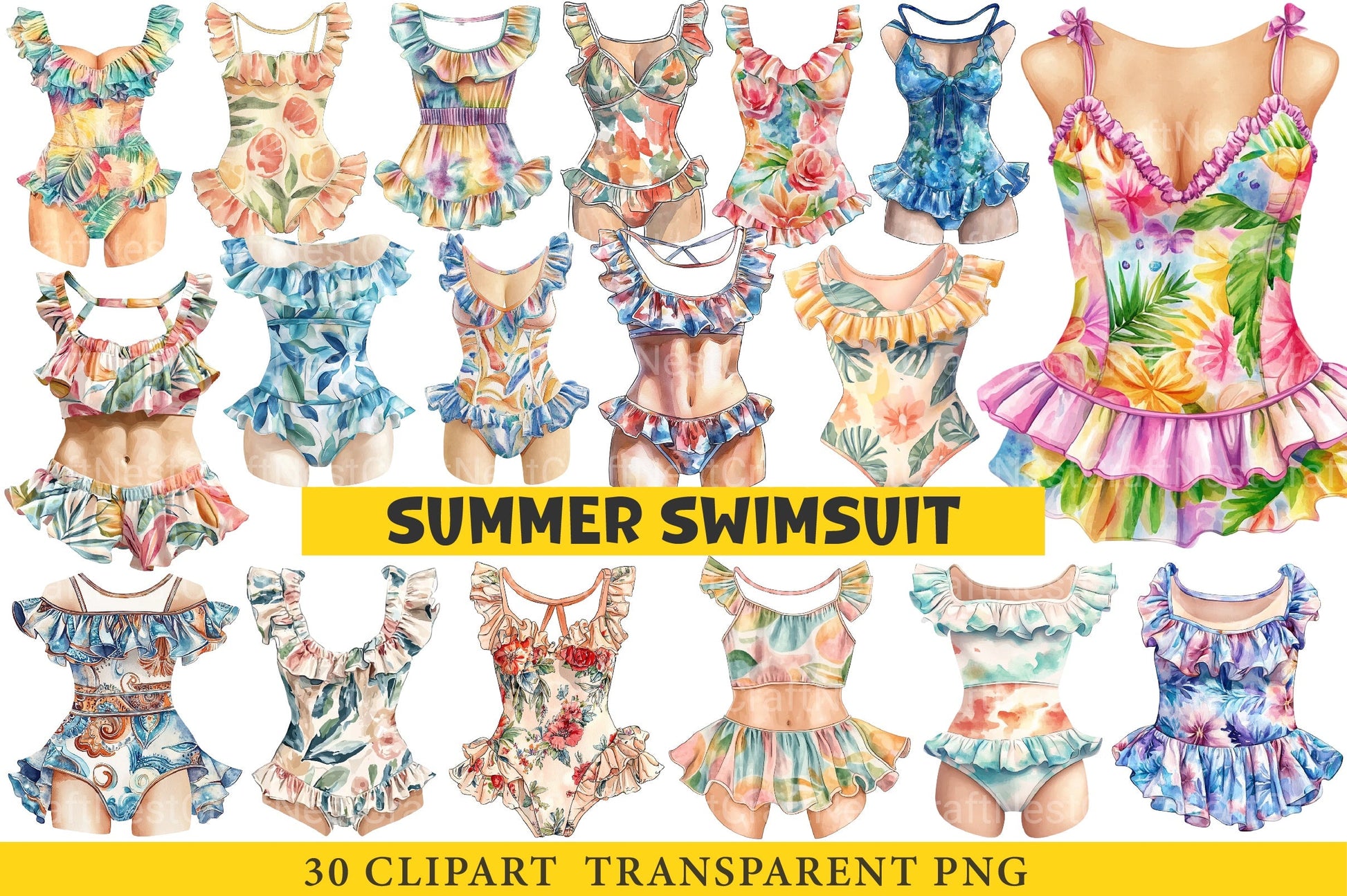 Summer Swimsuit Clipart Bundle - CraftNest - Digital Crafting and Art