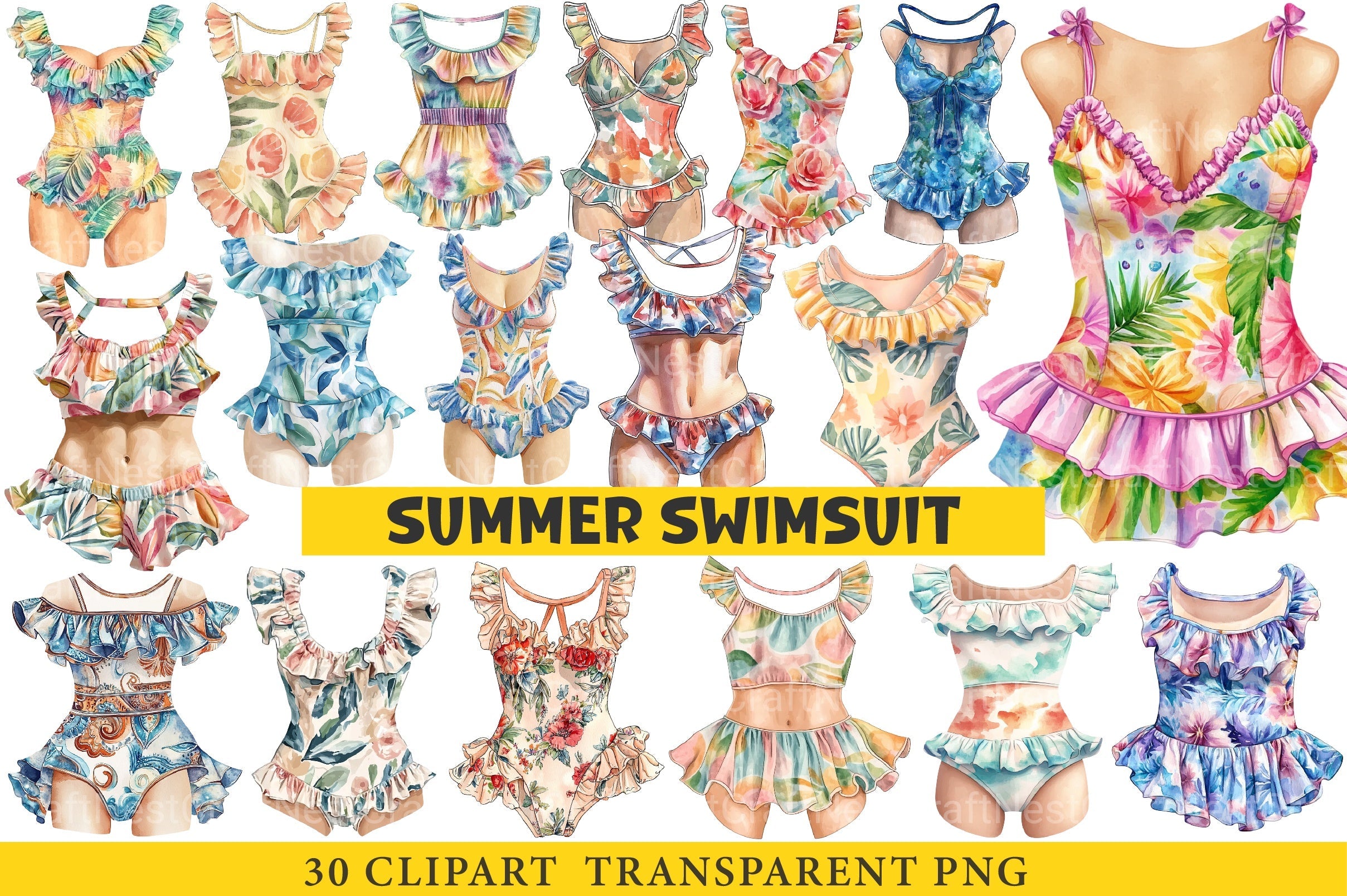 Summer Swimsuit Clipart Bundle - CraftNest - Digital Crafting and Art