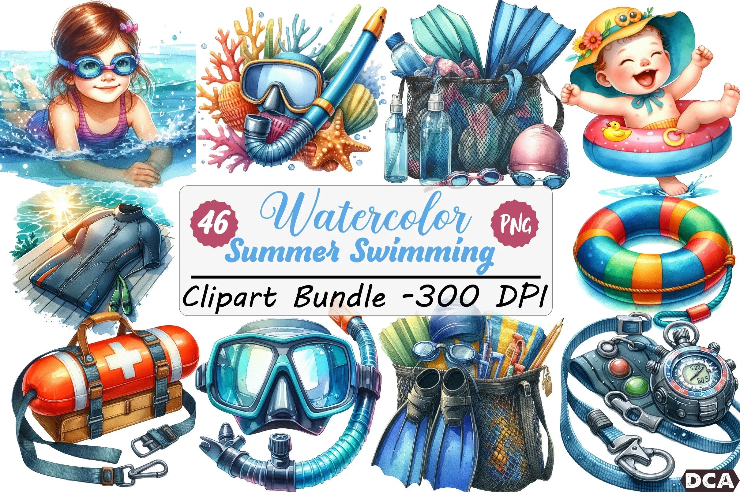 Summer Swimming Clipart Bundle - CraftNest - Digital Crafting and Art