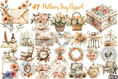 Vintage Beige Mother's Day Clipart Bundle - CraftNest - Digital Crafting and Art