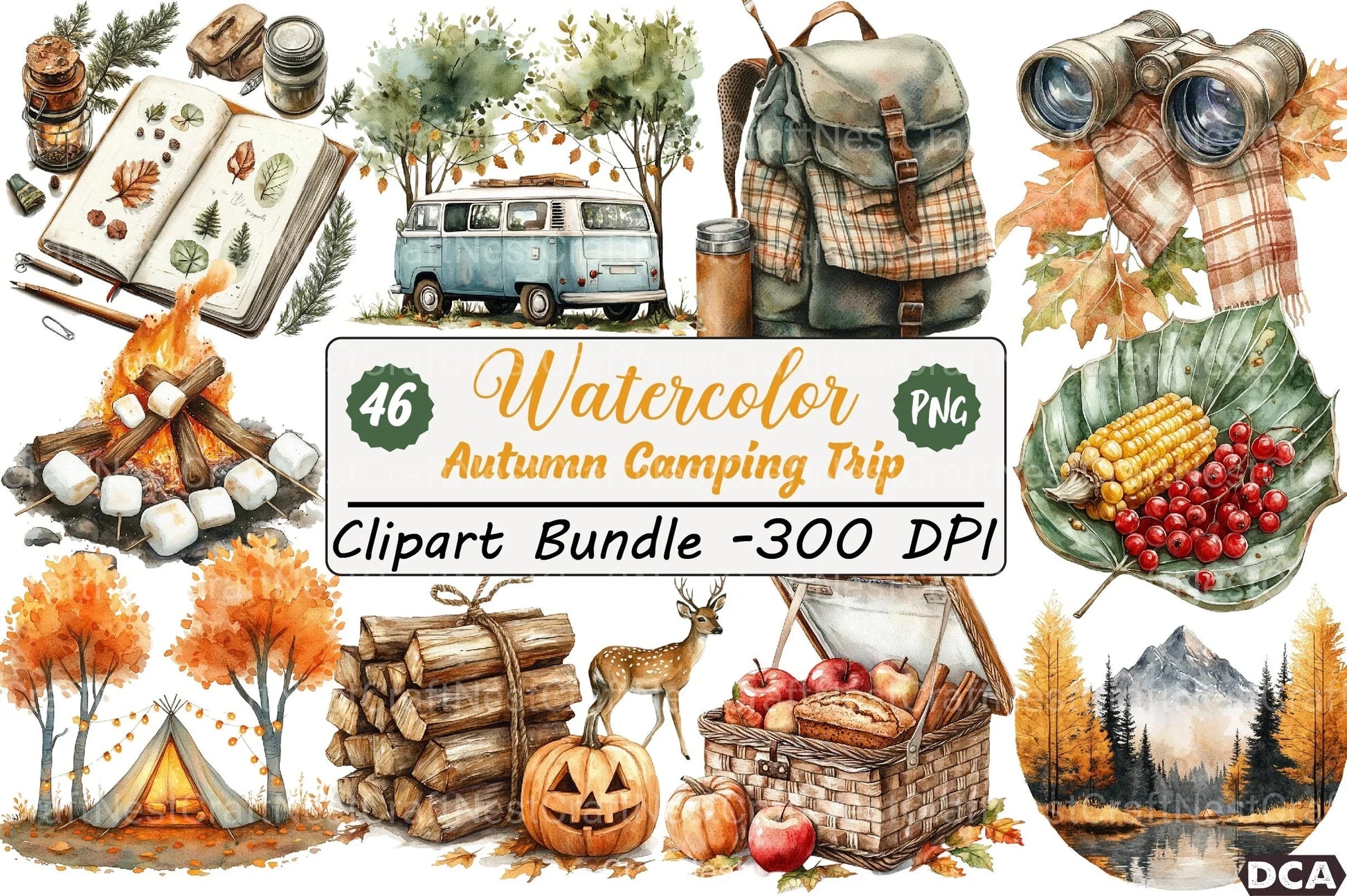 Autumn Camping Clipart Bundle - CraftNest - Digital Crafting and Art